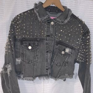 NEW W TAG DISTRESSED DENIM CROP JACKET